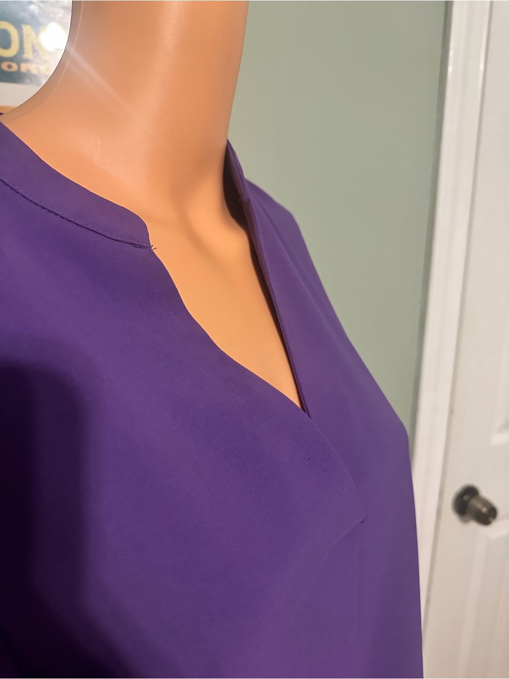 V-Neck Ruffle Sleeve Shift Dress - Purple - Picture 10 of 14